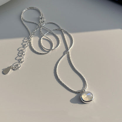 Simulated White Jade Collarbone Necklace