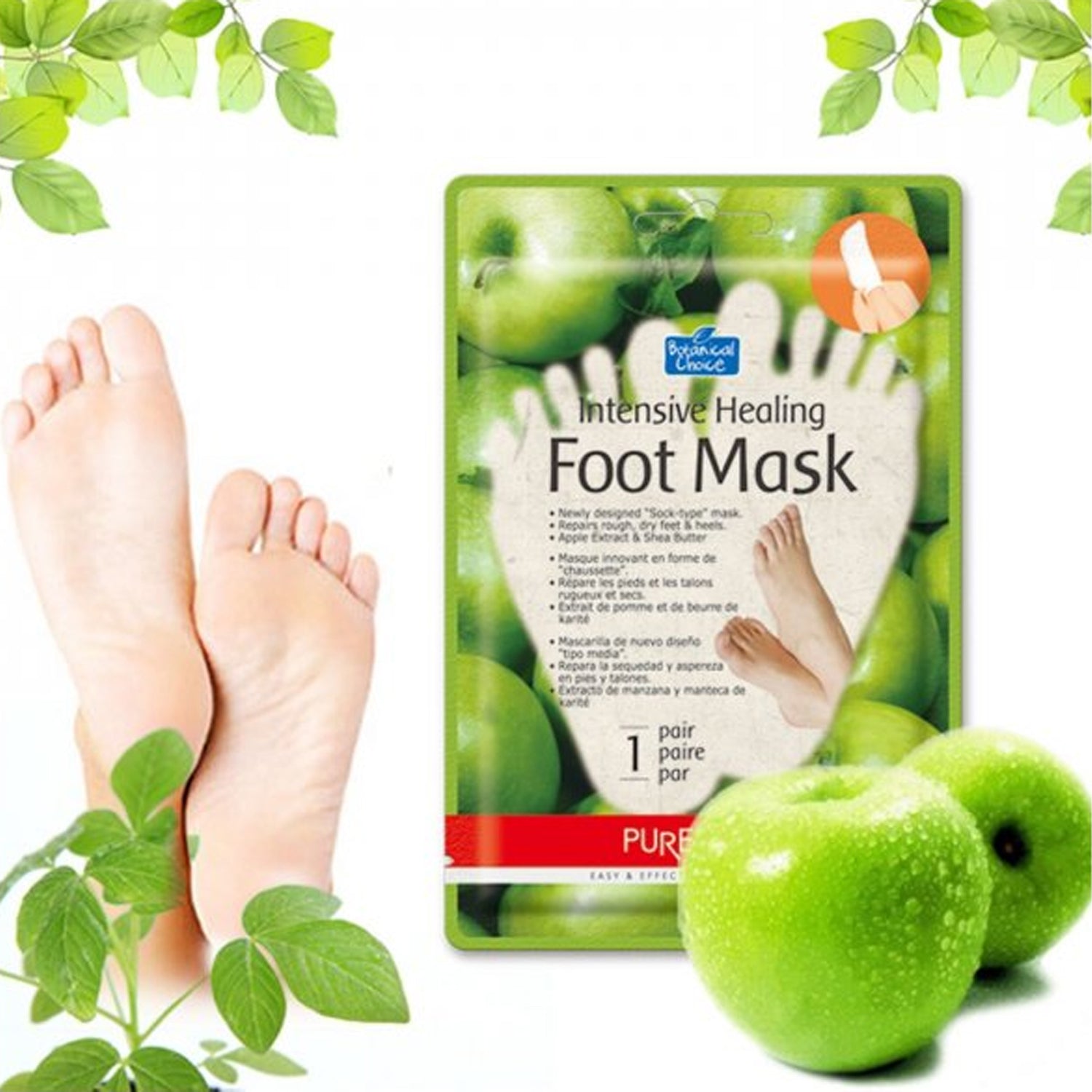 PUREDERM Intensive Healing Foot Mask Apple