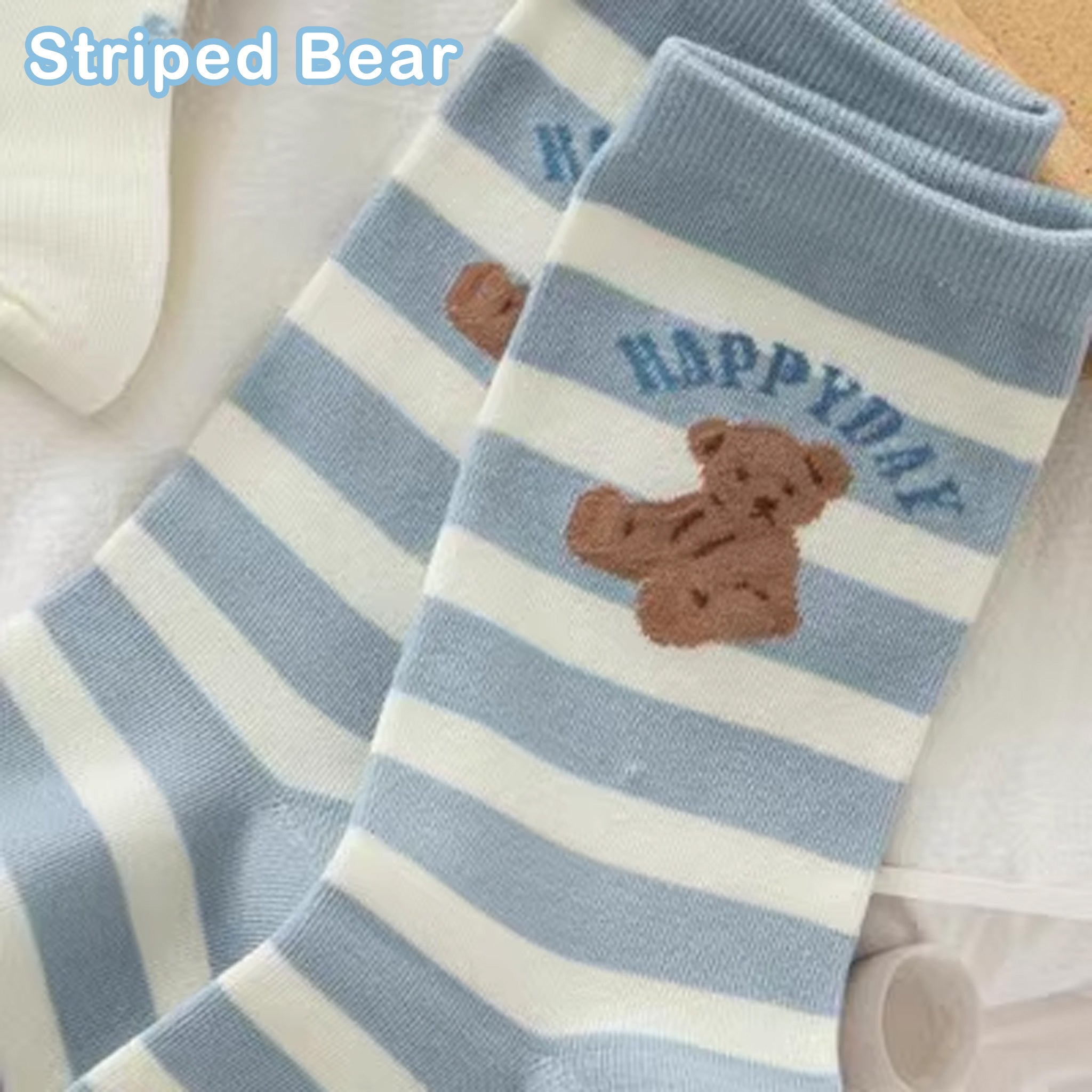 Caramella Mid-Calf Socks Blue Bear