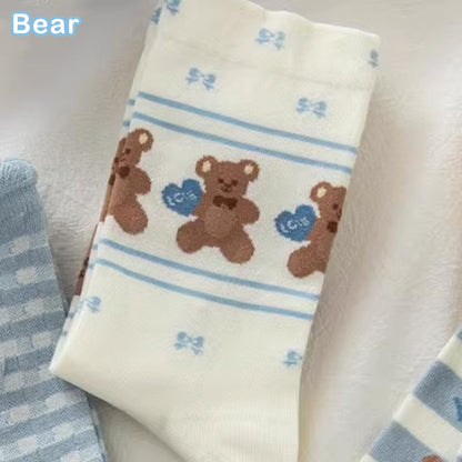 Caramella Mid-Calf Socks Blue Bear
