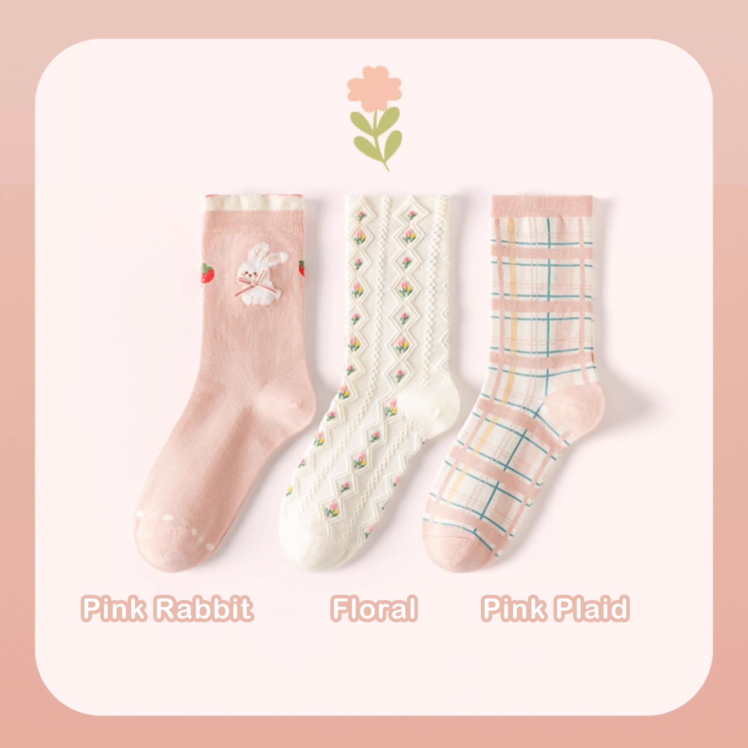Caramella Mid-Calf Socks Pink