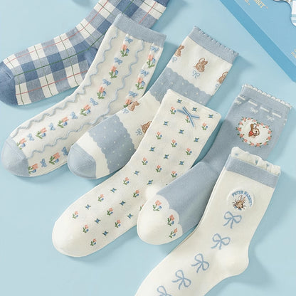 Caramella &amp; Peter Rabbit Mid-Tube Cotton Socks Set Blue