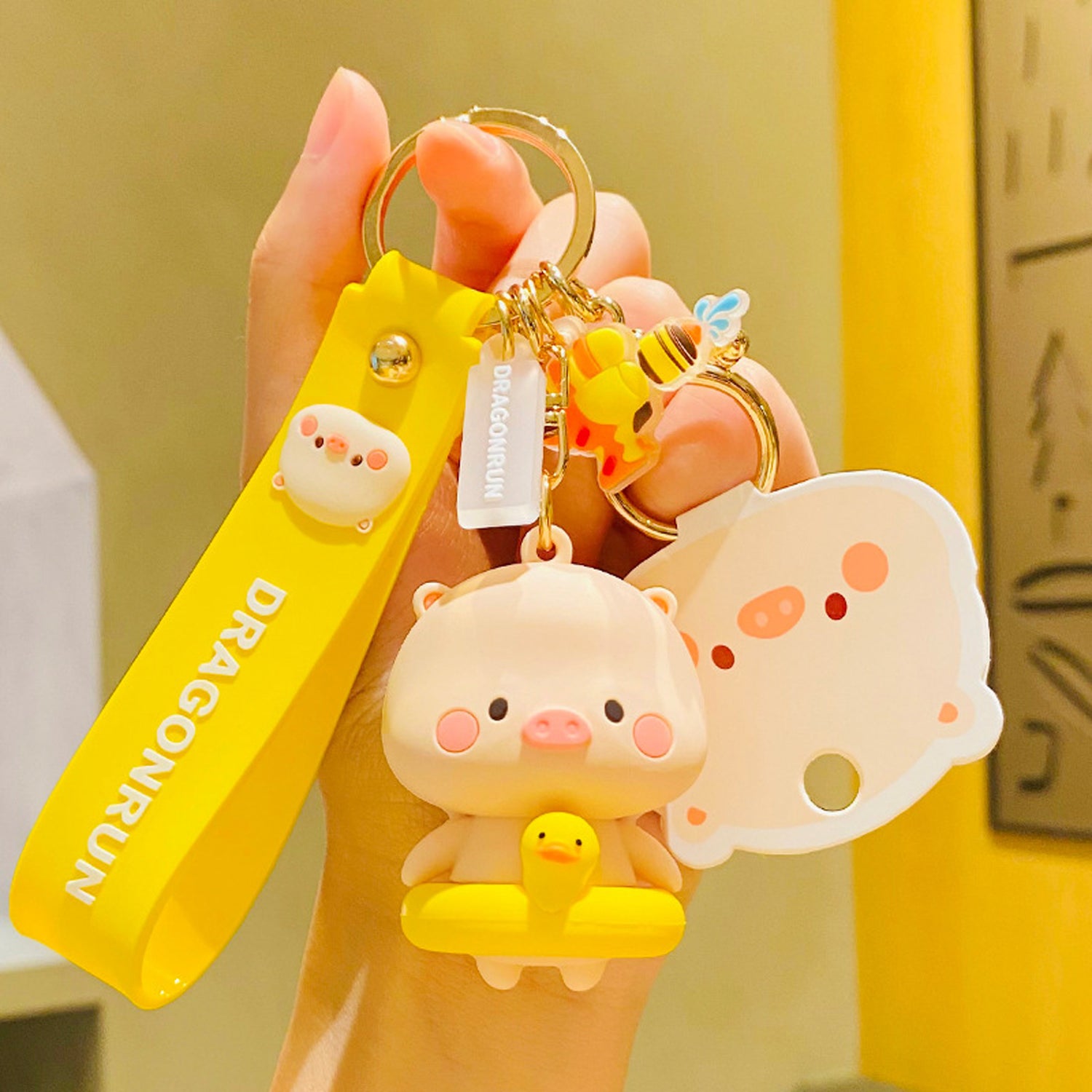 Cute Piggy Pool Party Keychain