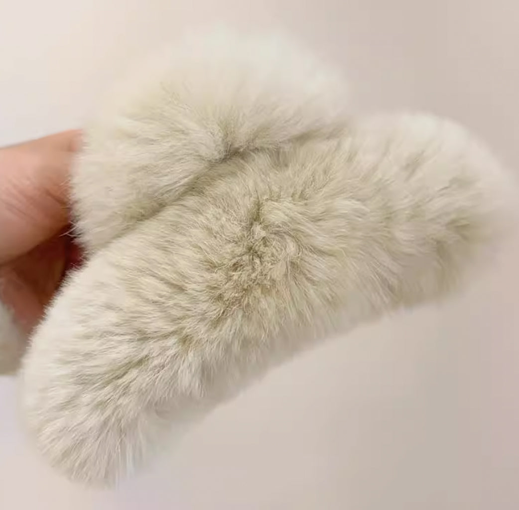 Faux Fur Plush Large Hair Claw Clip