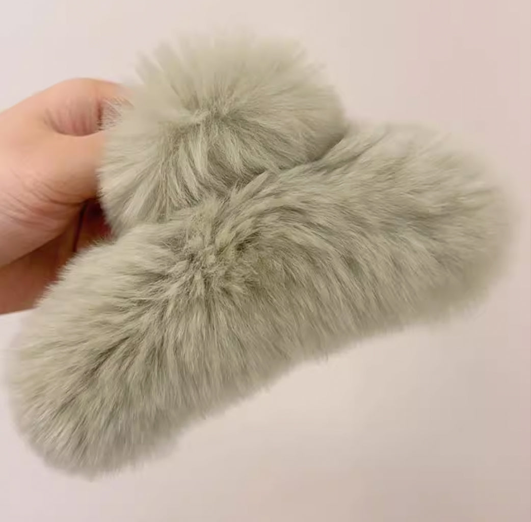 Faux Fur Plush Large Hair Claw Clip