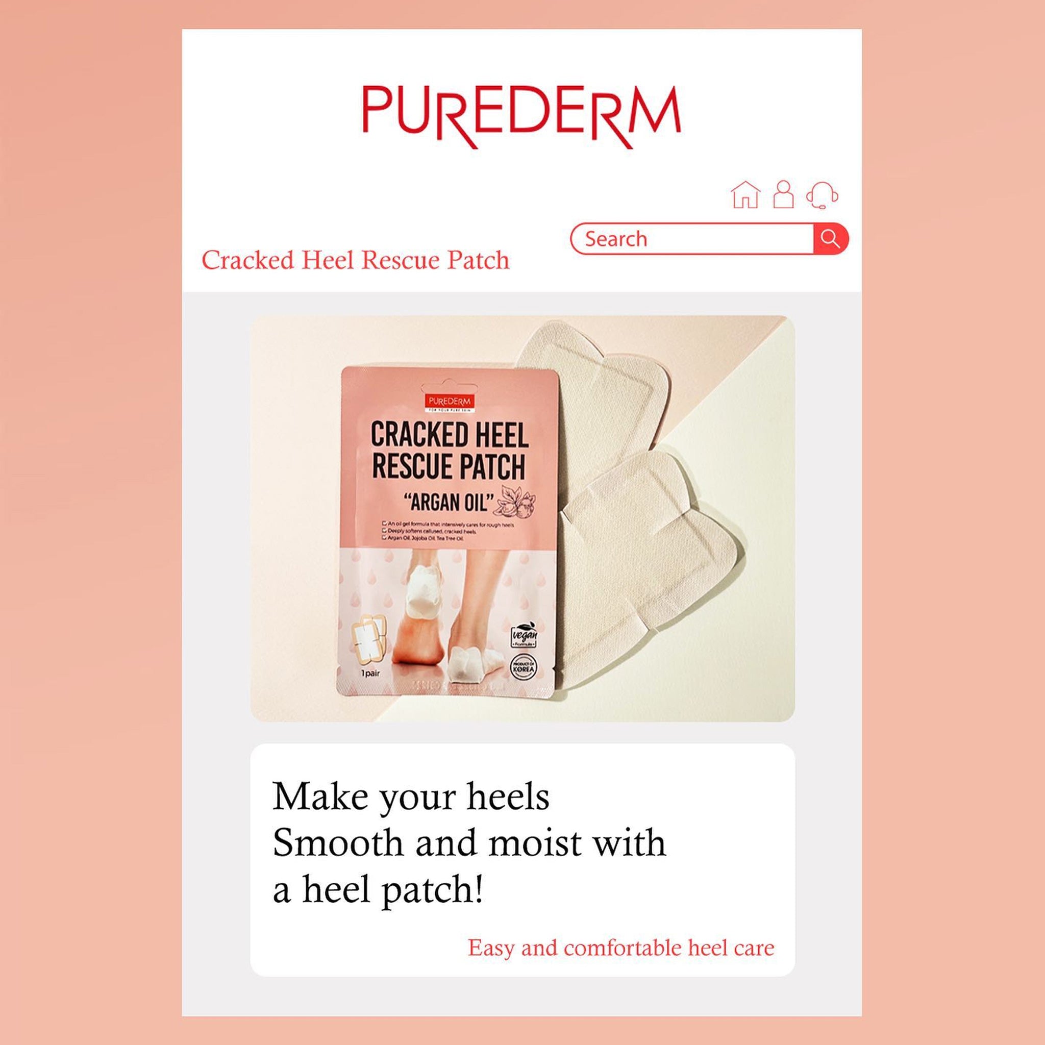 PUREDERM 足跟干裂救援贴 1对