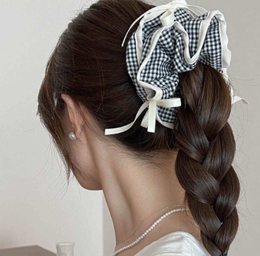 Plaid Bow Style Hair Tie