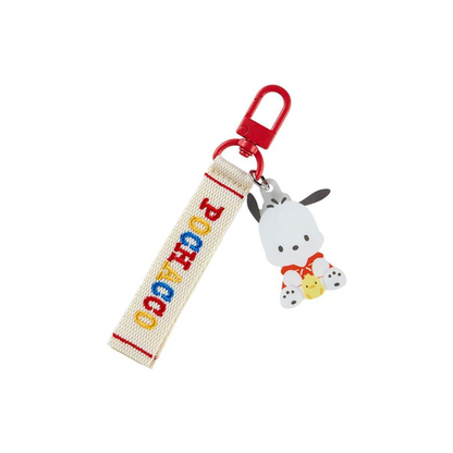Add a touch of Sanrio charm to your accessories with this beautifully crafted embroidered keychain. Pochacco.