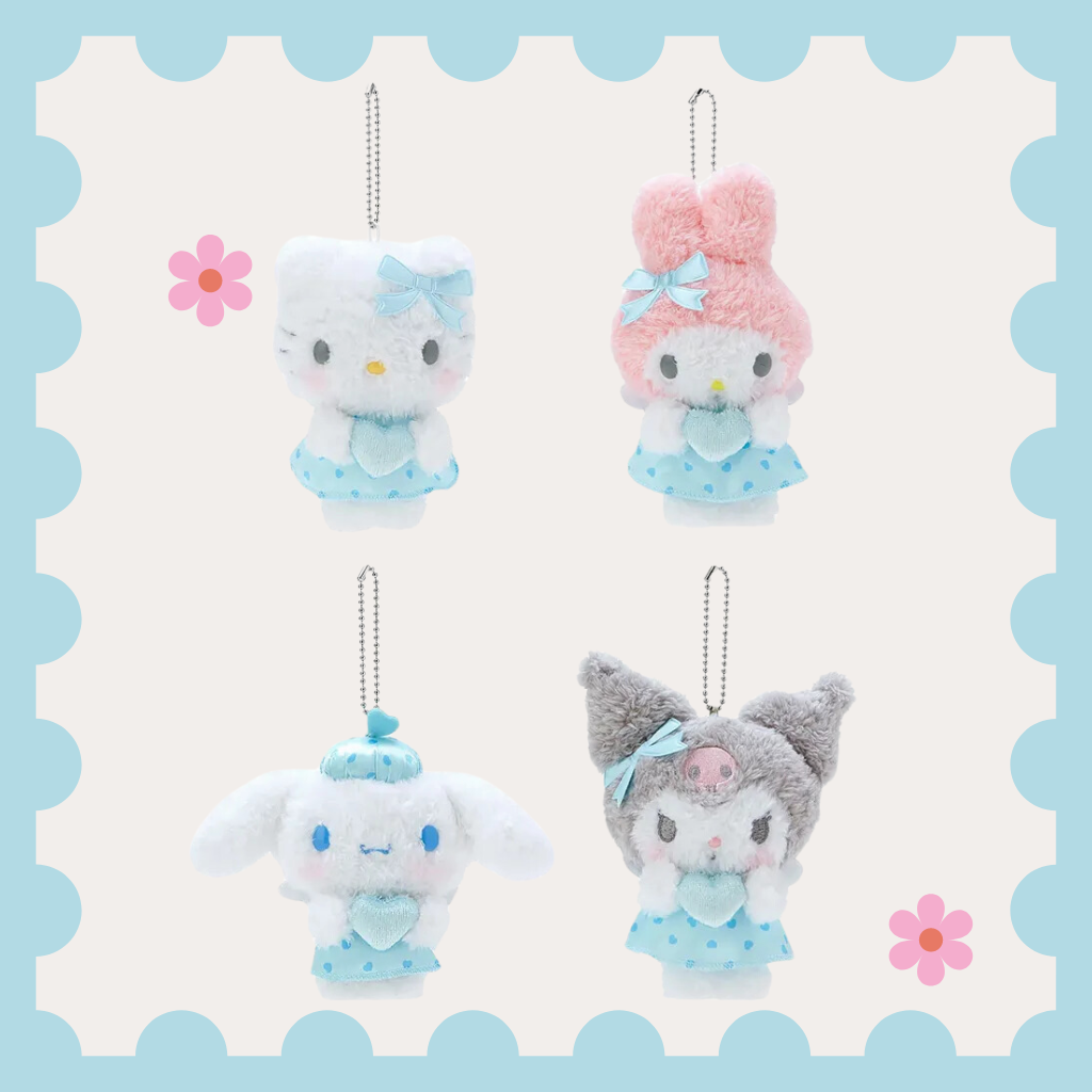 It is an adorable and collectible keychain holder that features beloved Sanrio characters in a dreamy angel theme. 